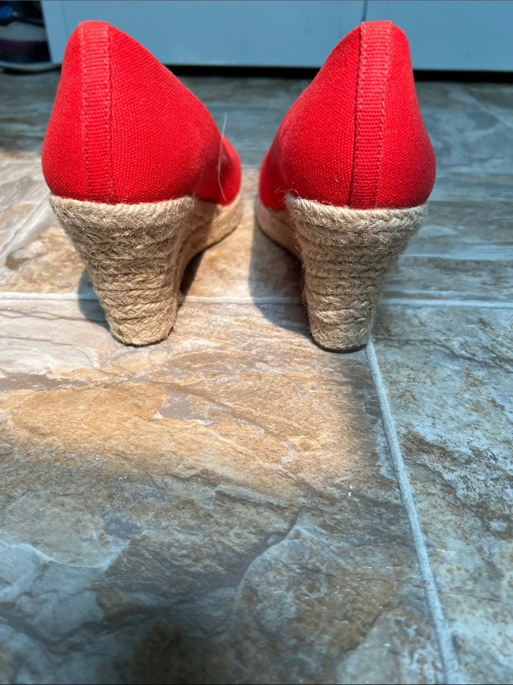 J. Crew Red Canvas Round-Toe Pumps